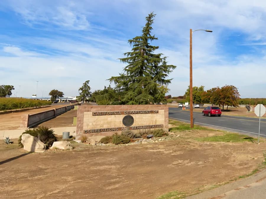 Entrance signage for the California Department of Corrections and Rehabilitation.